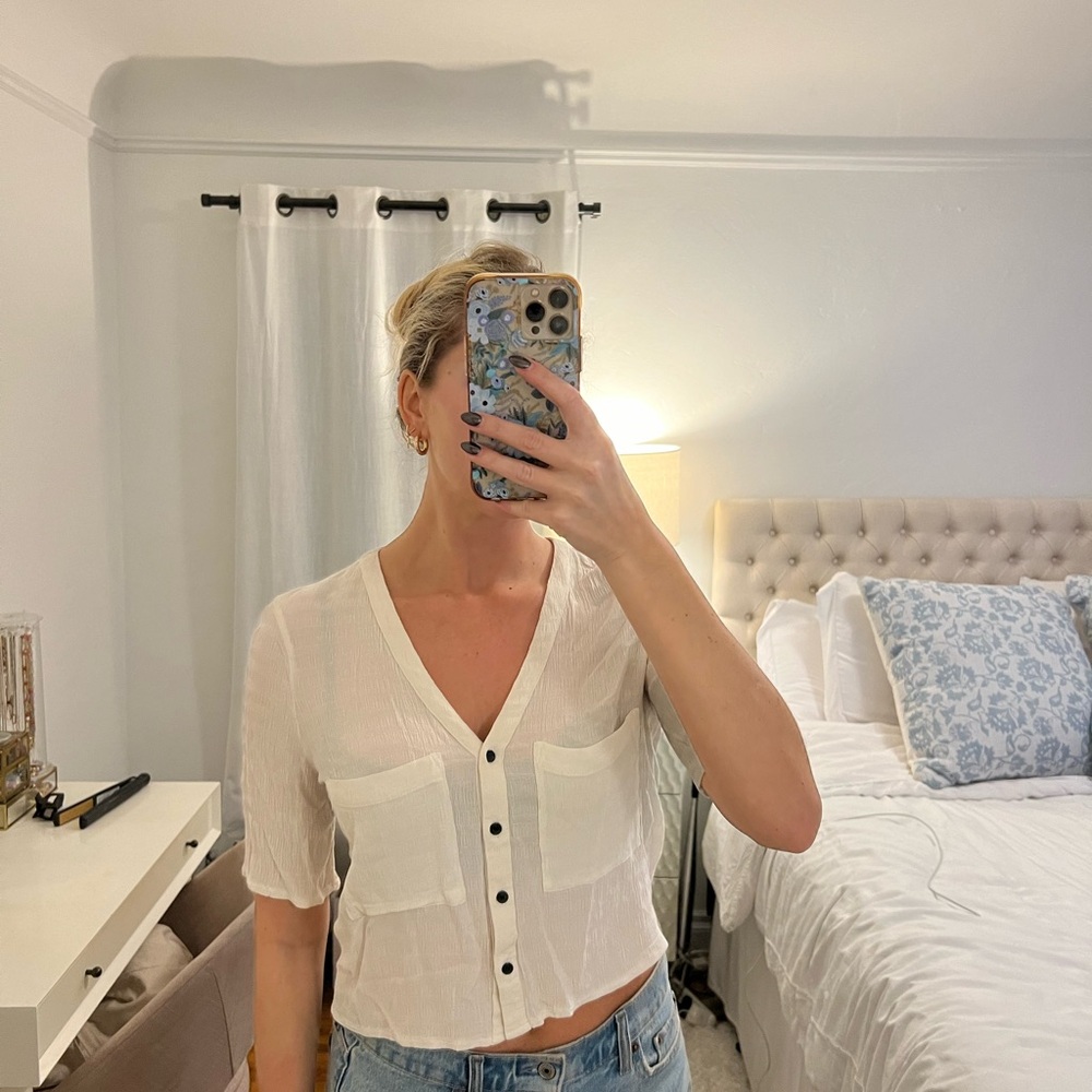 Topshop White Button-Down Shirt